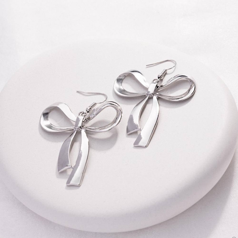 Elegant Silver Bow Earrings